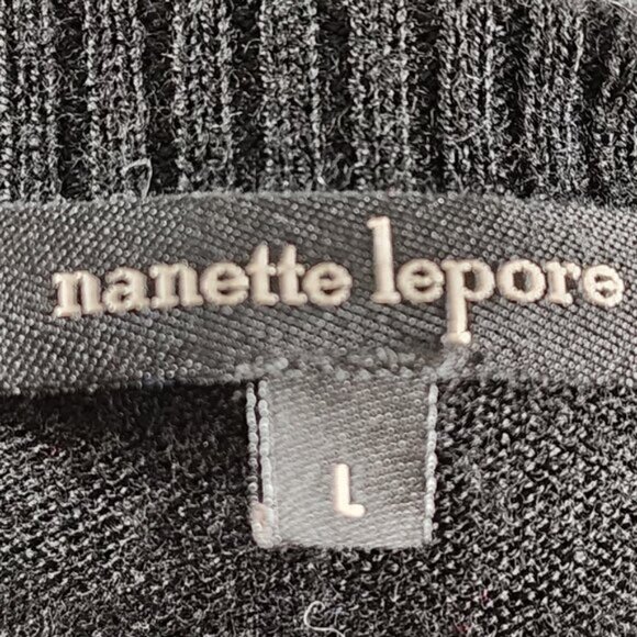 Nanette Lepore Black Wool Pearl Embellished Full Zip Cardigan - Picture 6 of 7